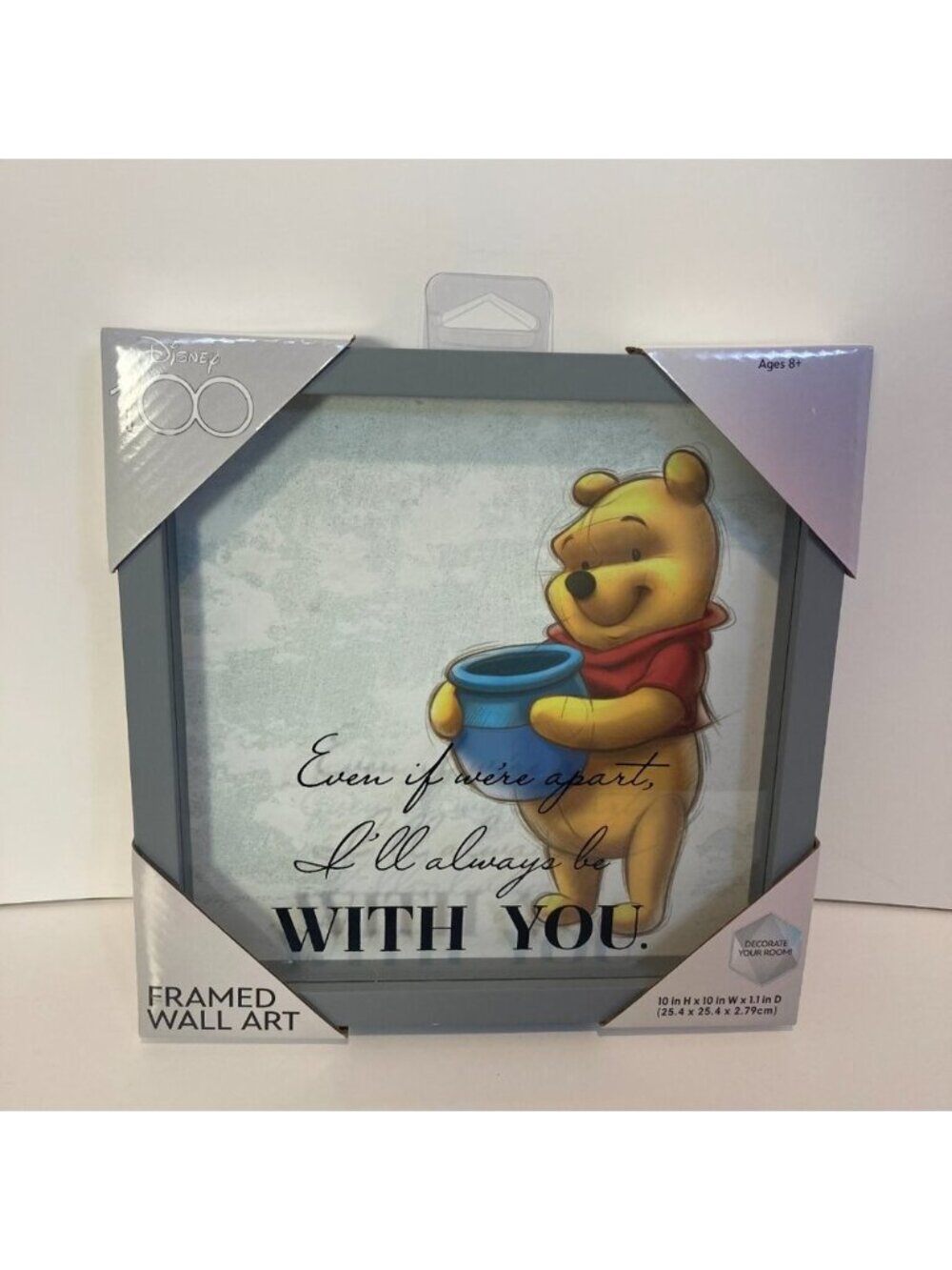 Disney 100 Winnie The Pooh Even If Were Apart Framed Wall Art 10" x 10" New